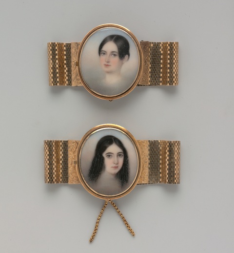 Two Antique Gold Portrait Bracelets