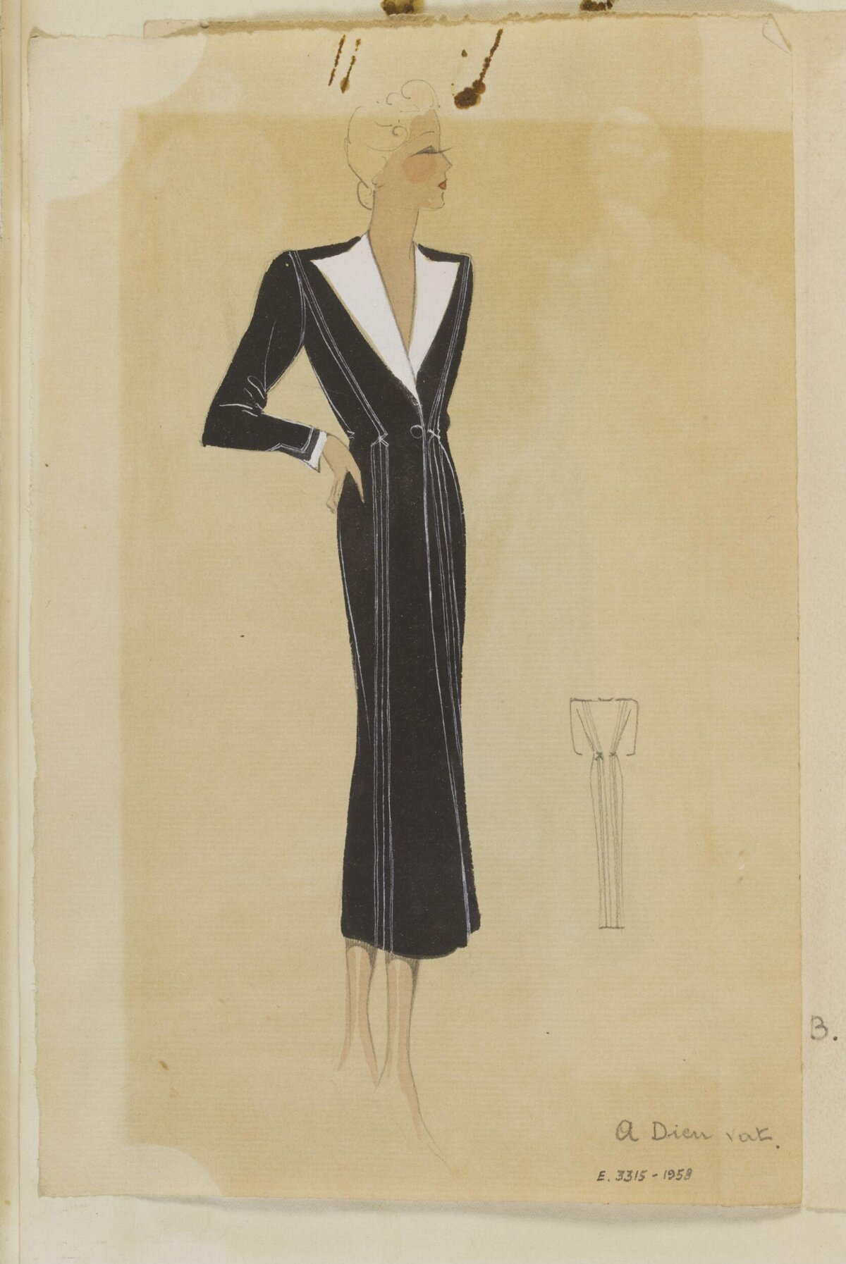Vintage Black Dress Fashion Sketch