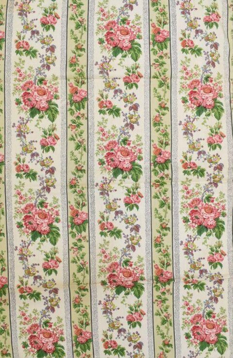 Vintage Floral Striped Fabric