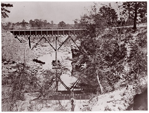 Vintage Wooden Bridge Over River