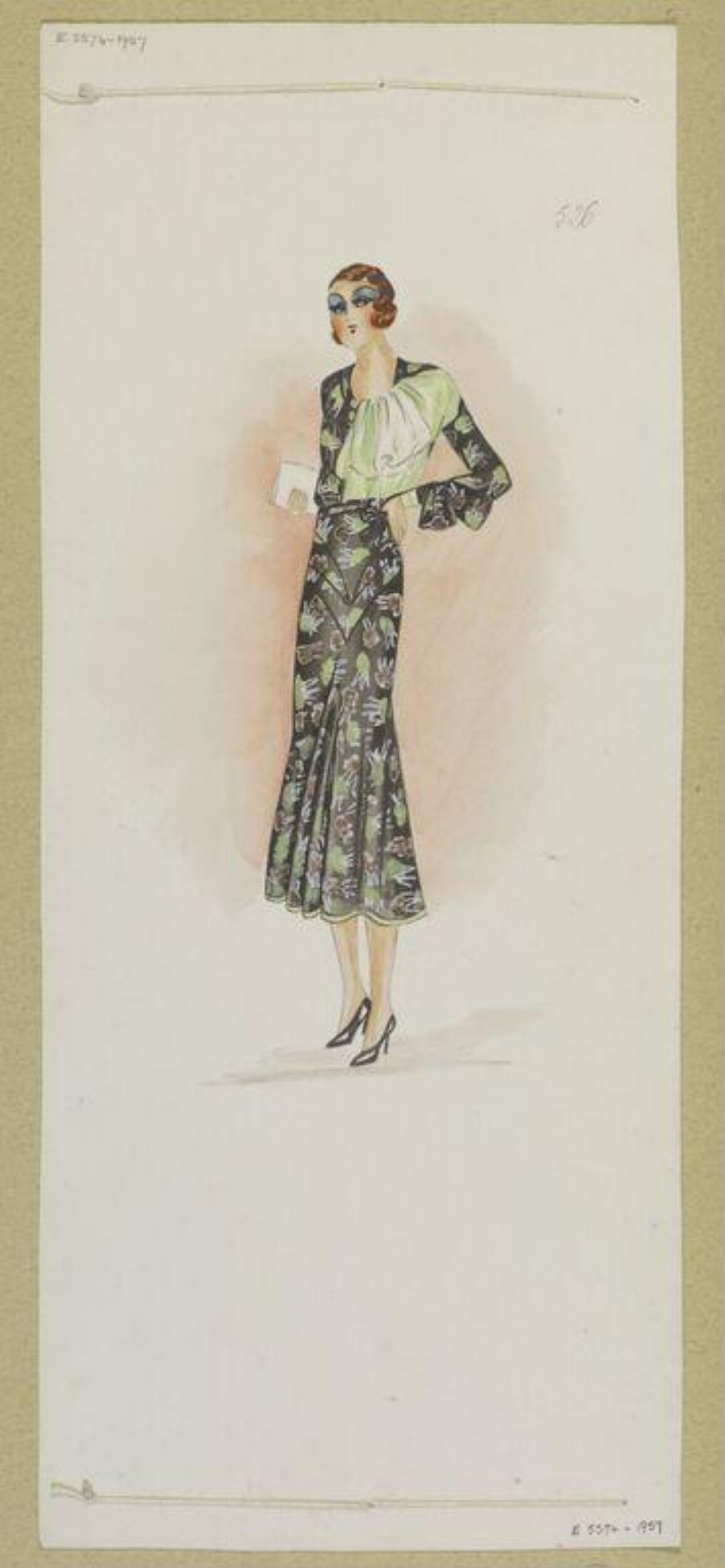 1930s Women's Dress Fashion Sketch
