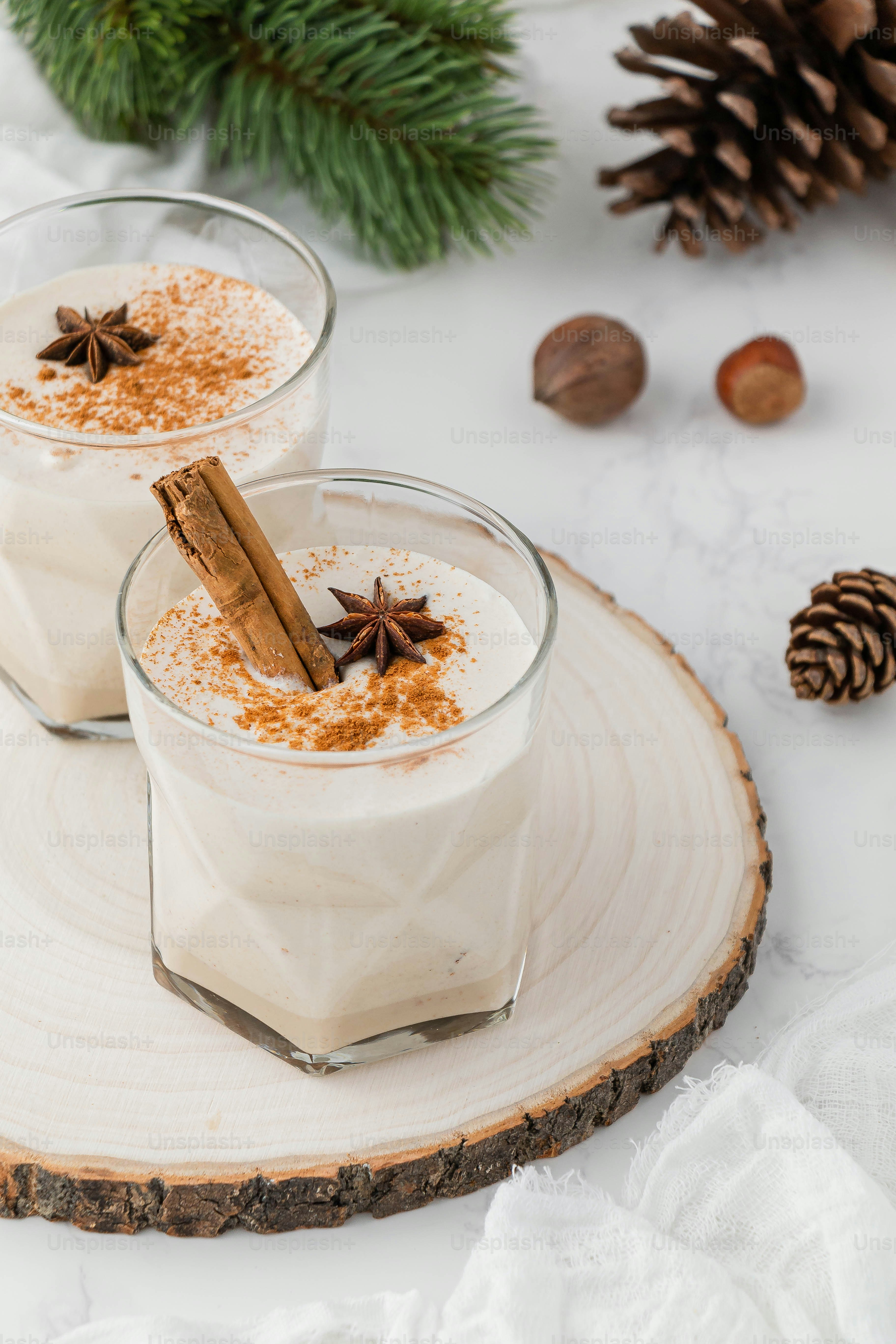 Spiced Winter Eggnog in Glasses