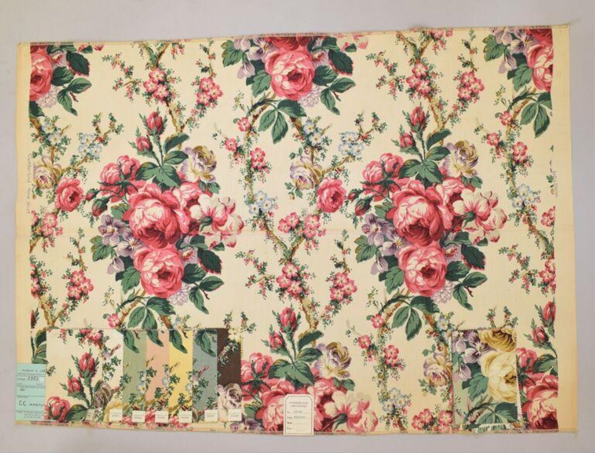 Vintage Floral Print Fabric Sample