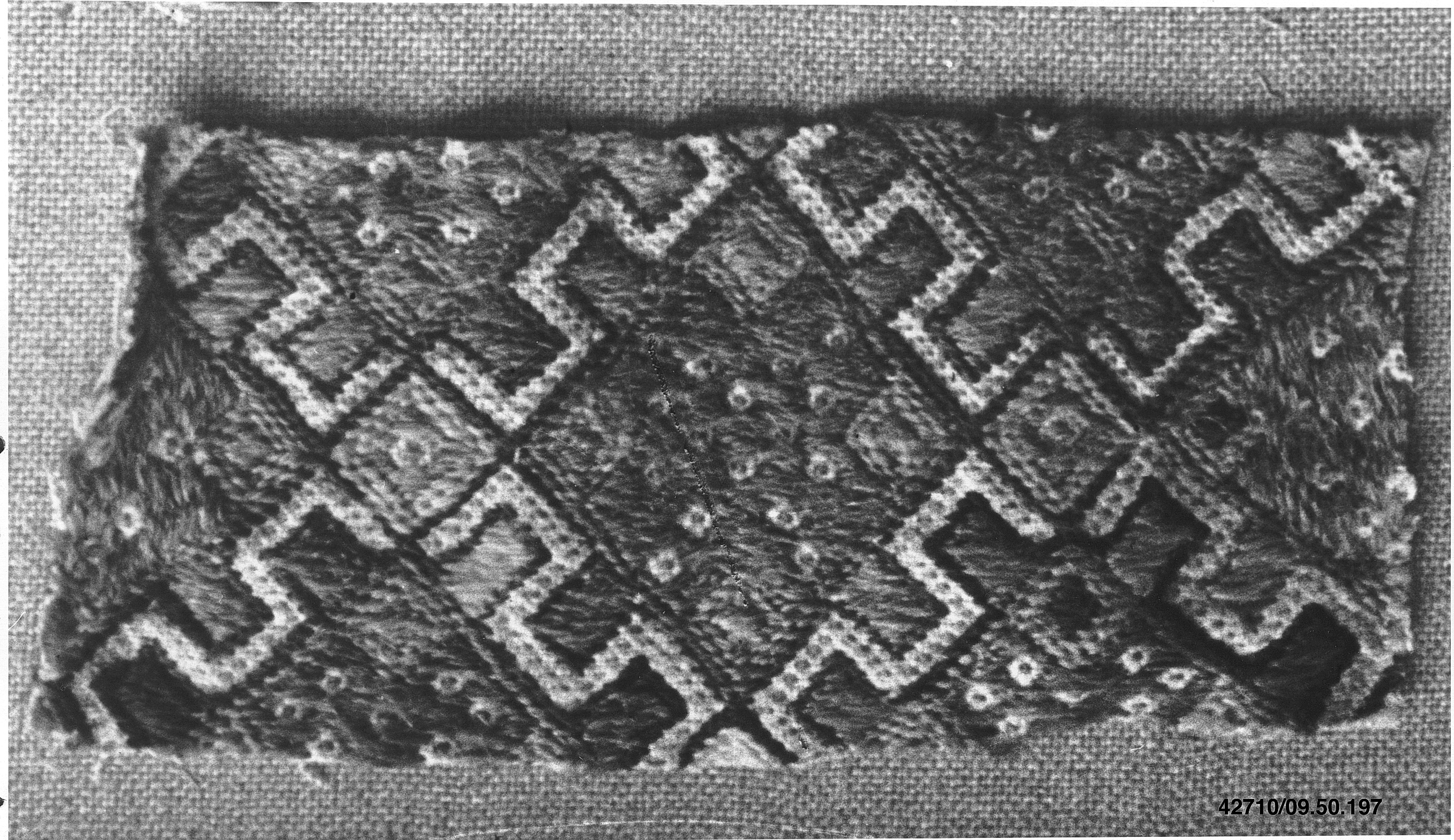 Geometric Embroidered Textile Fragment