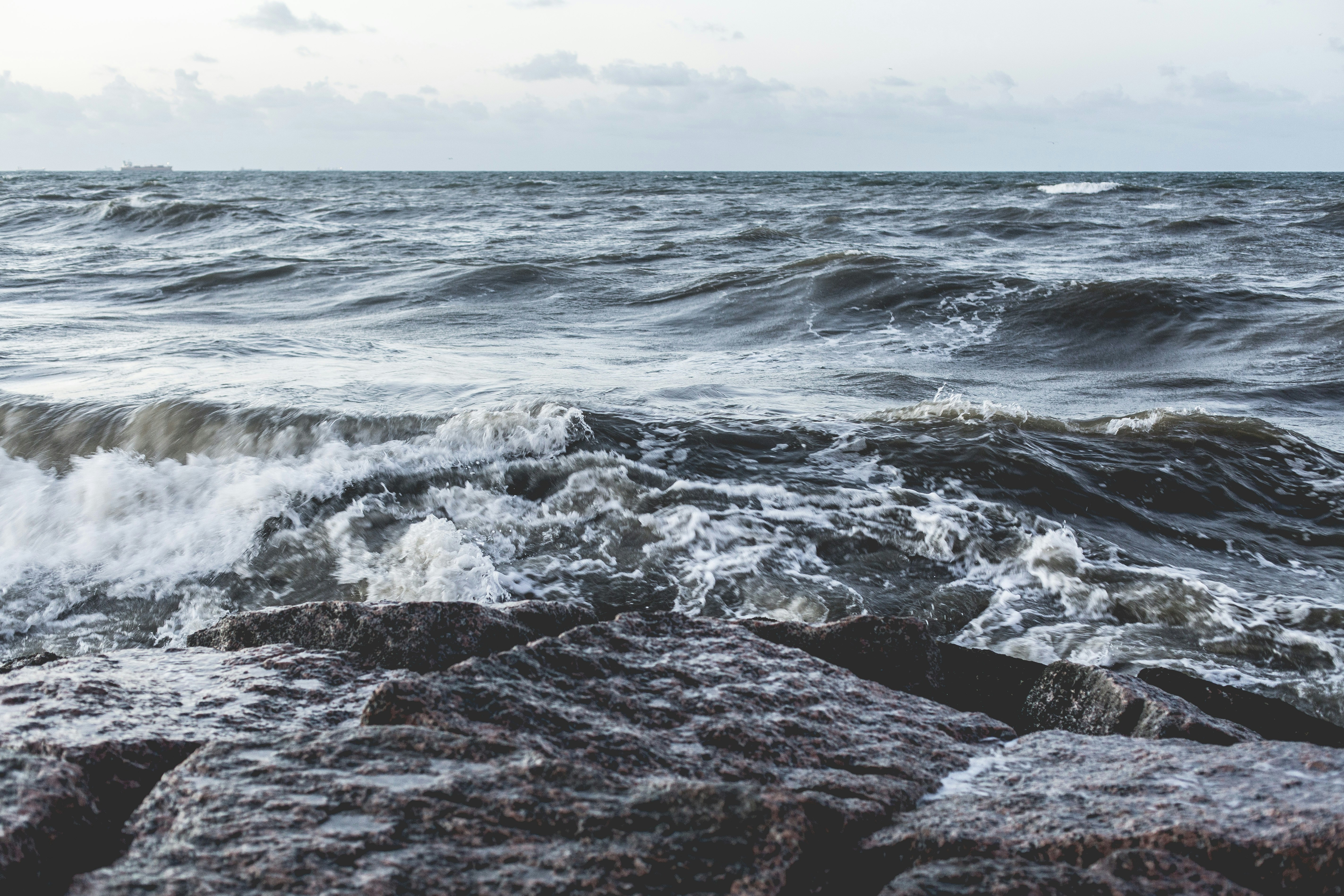 Waves Crashing on Rocky Shore