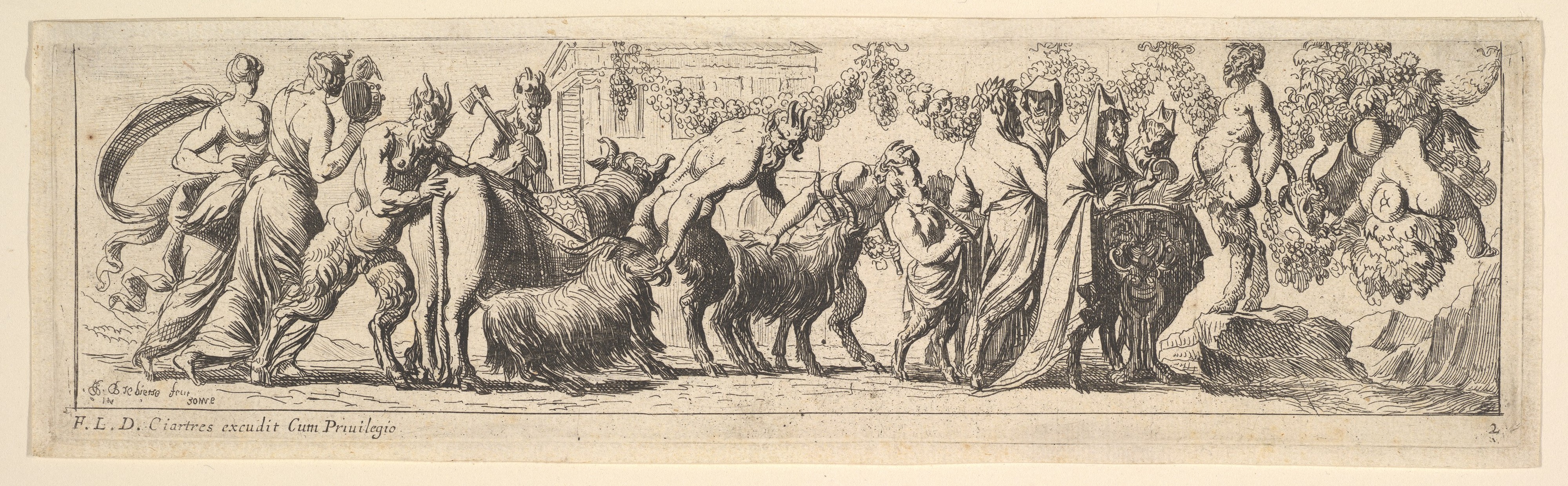 Bacchanalian Procession Engraving