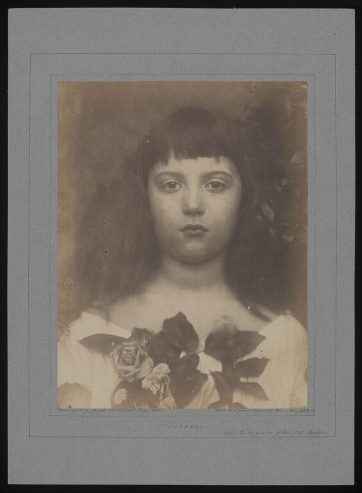 Vintage Portrait of Young Girl with Roses