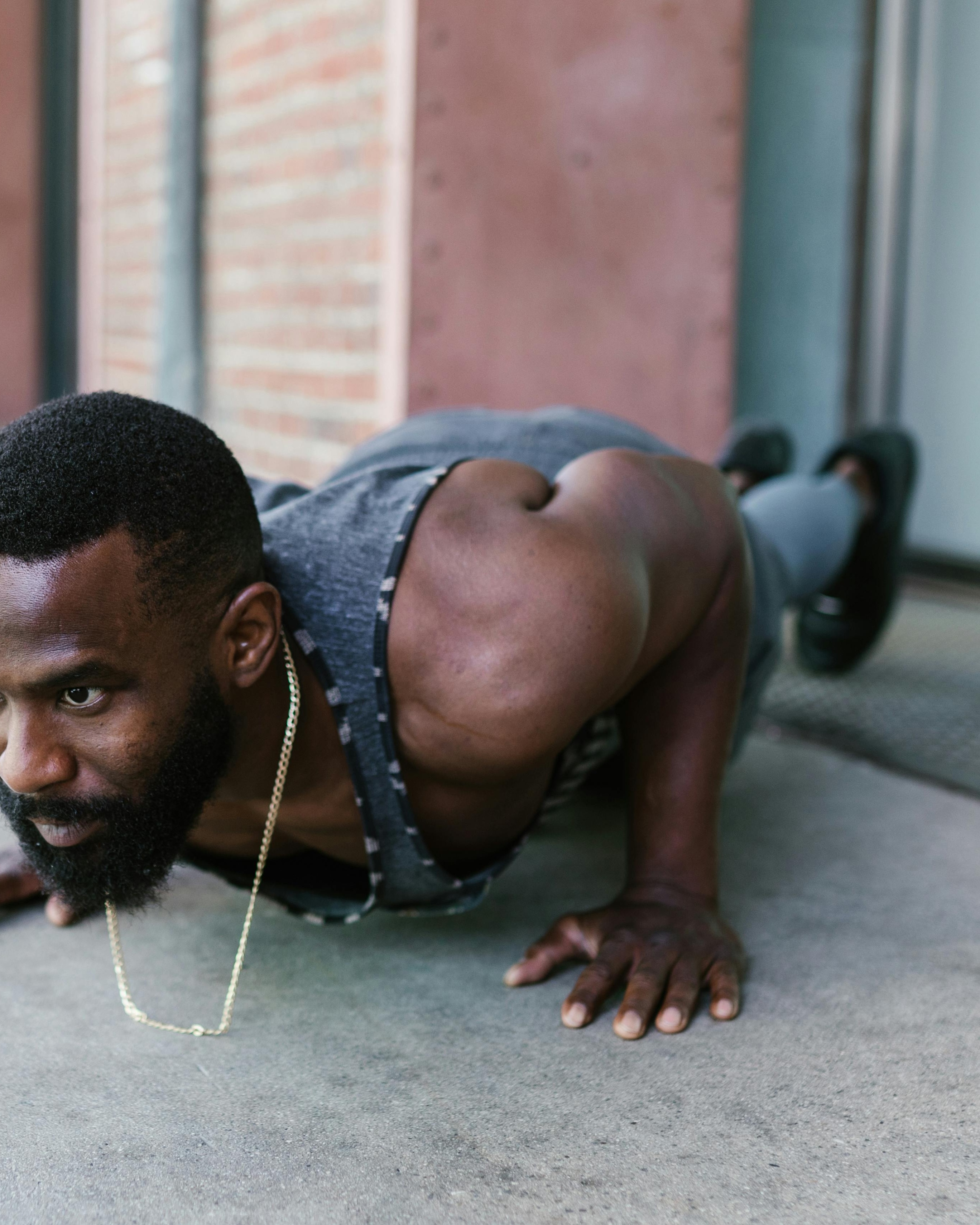 Man Doing Push-Up Outdoors