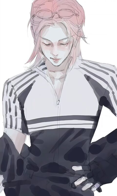Anime Pink-Haired Male Character Sketch