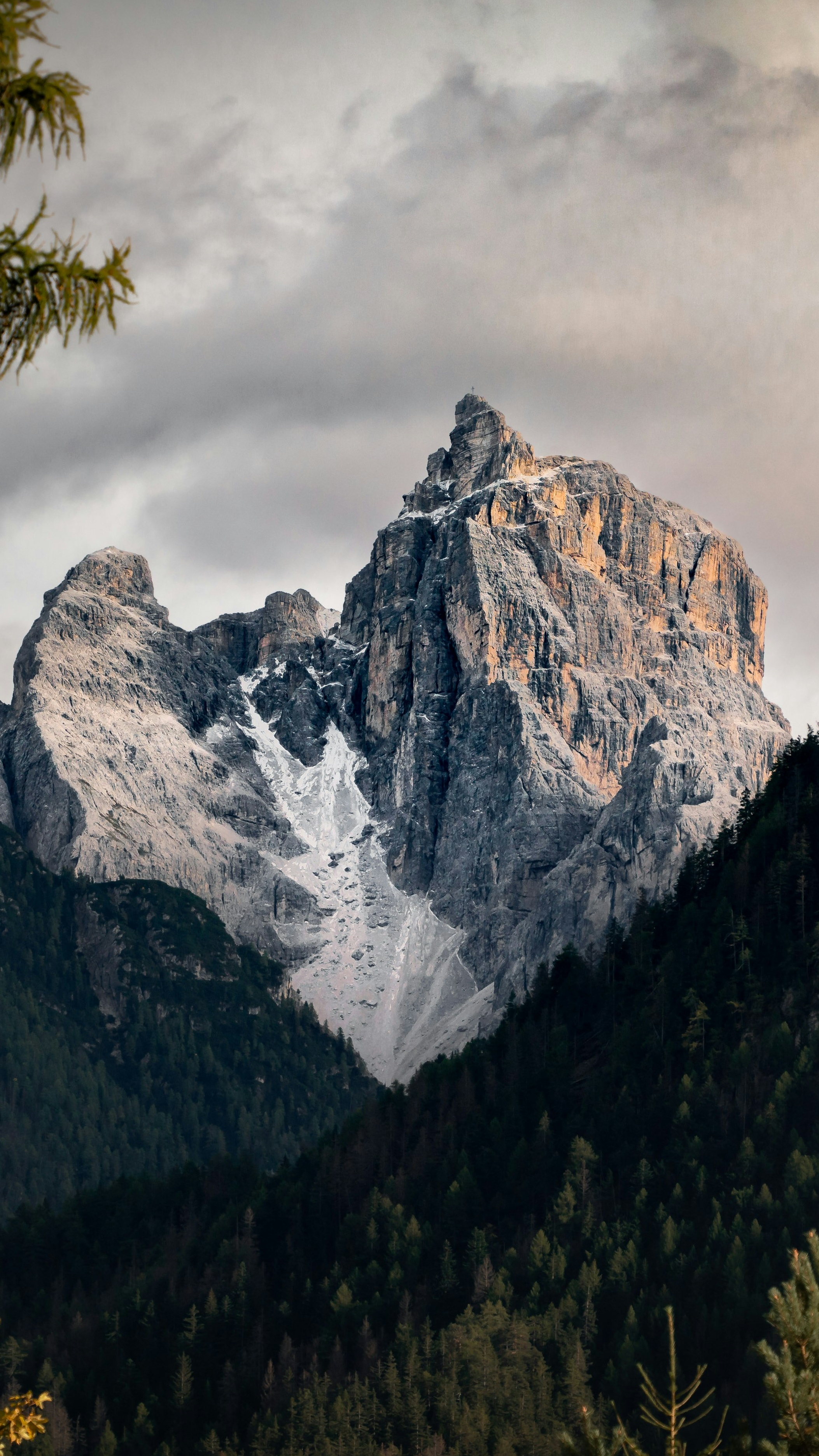 Rocky Alpine Peak Above Forest