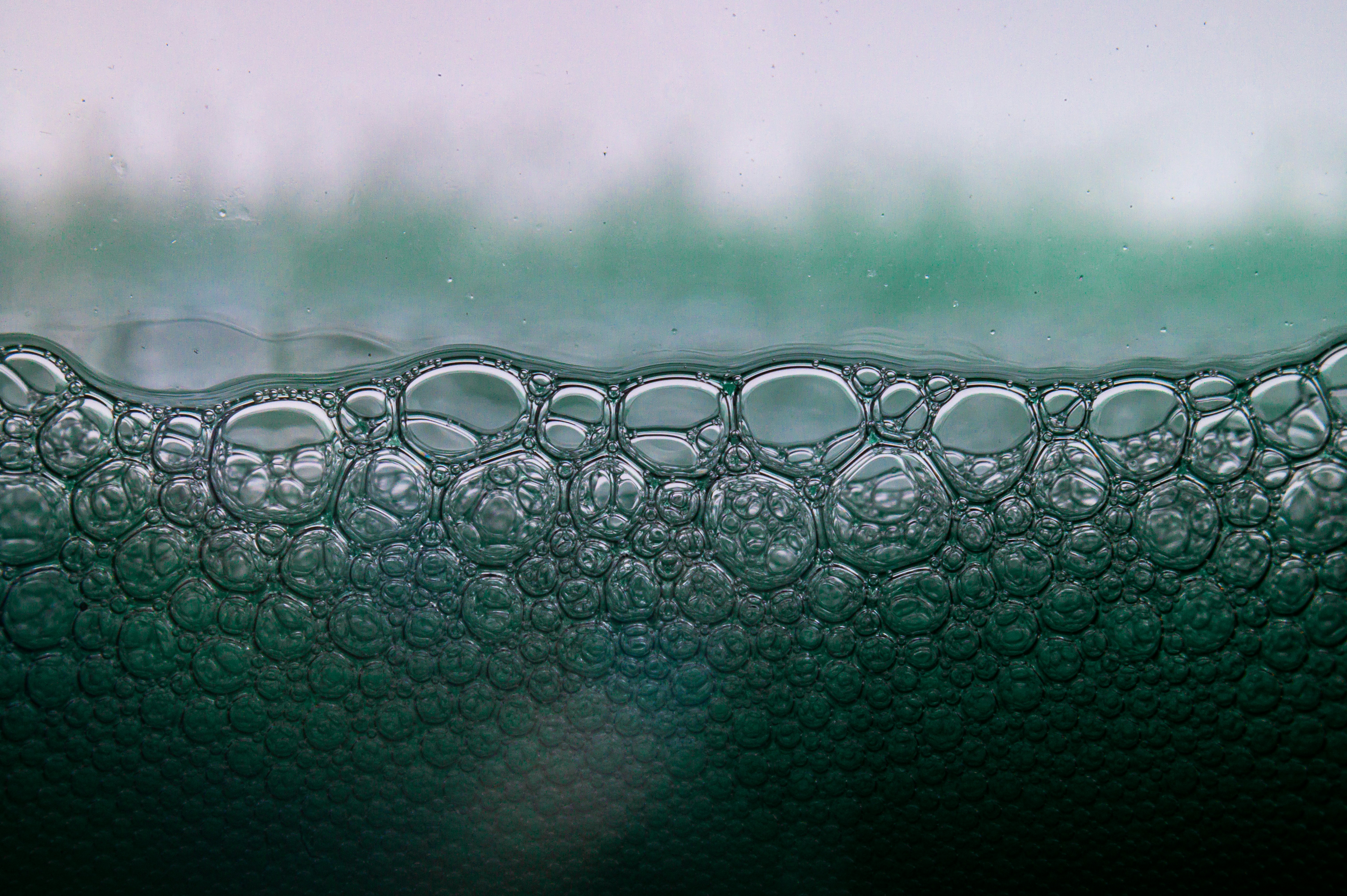 Close-up of Bubbles in Green Liquid