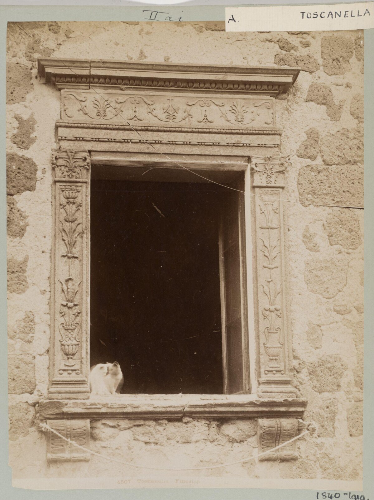 Carved Window With Two Cats in Toscanella
