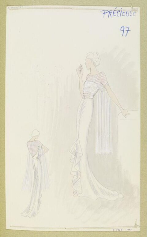 Vintage Evening Gown Fashion Sketch