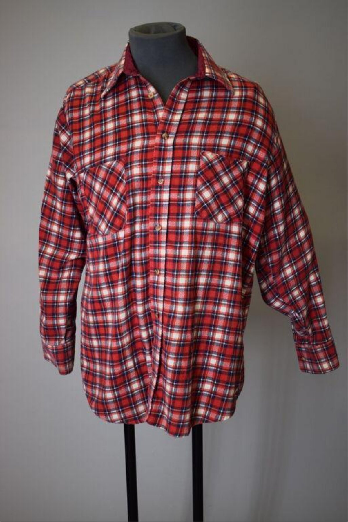 Red Plaid Flannel Shirt on Mannequin