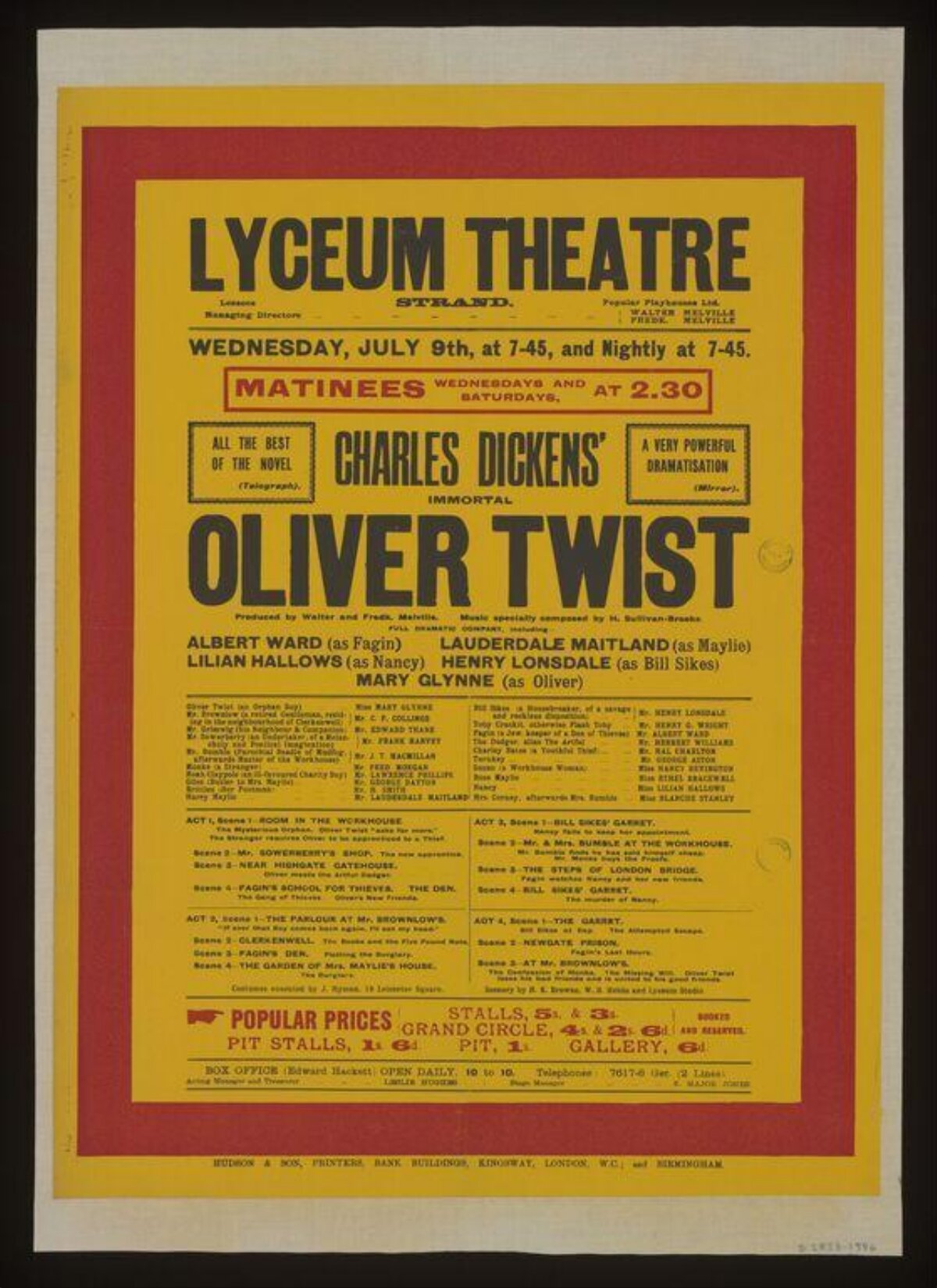 Vintage Oliver Twist Theatre Poster