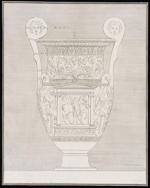 Line Drawing of Ancient Decorated Vase
