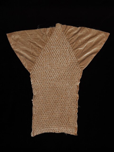 Smocked Camel Velvet Fabric Panel