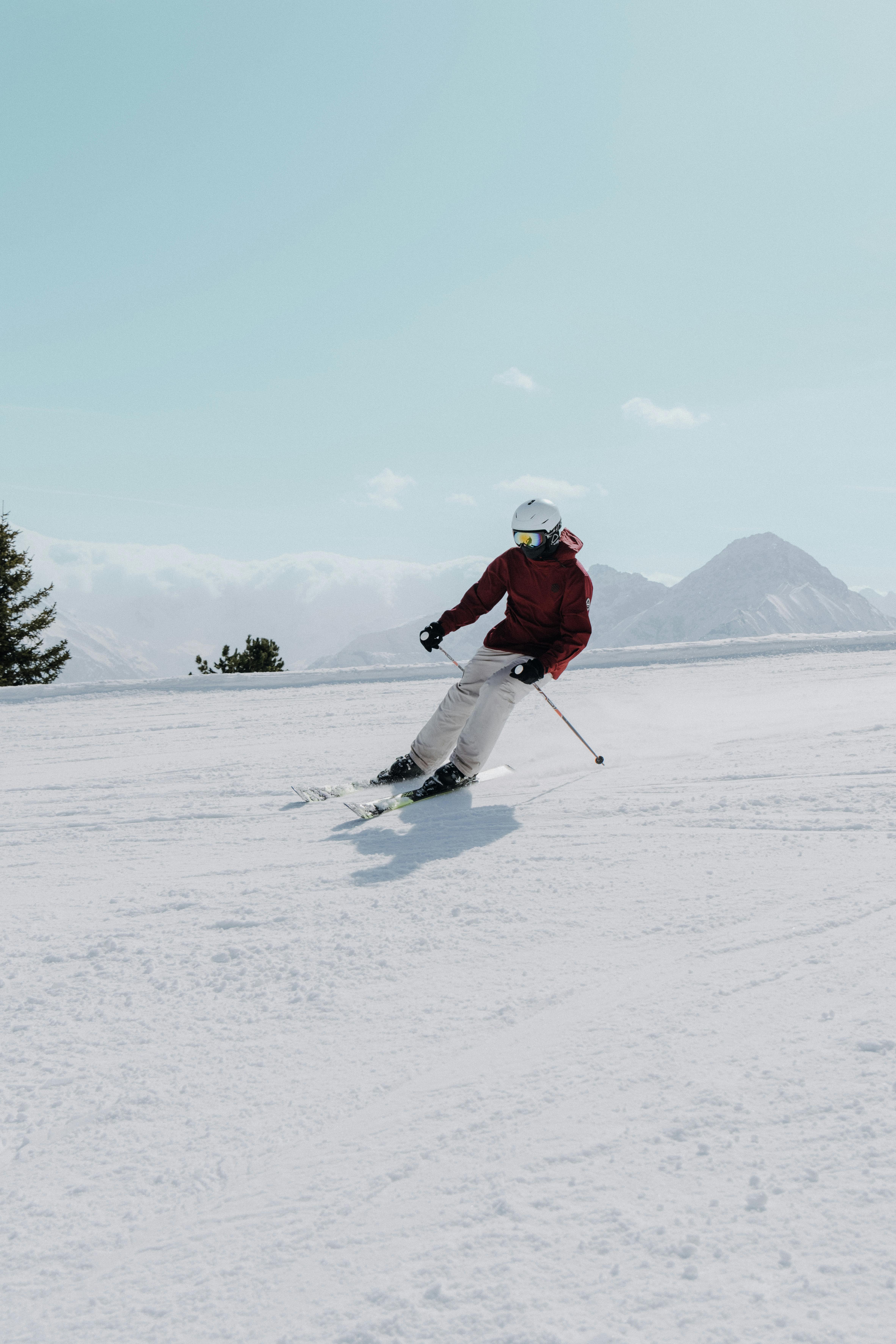 Skier on Snowy Mountain Ski Slope