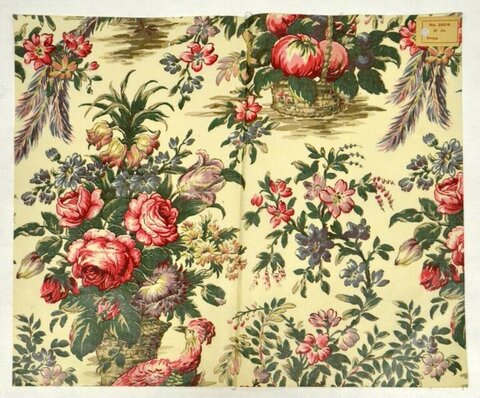 Vintage Floral Fruit Print Fabric
