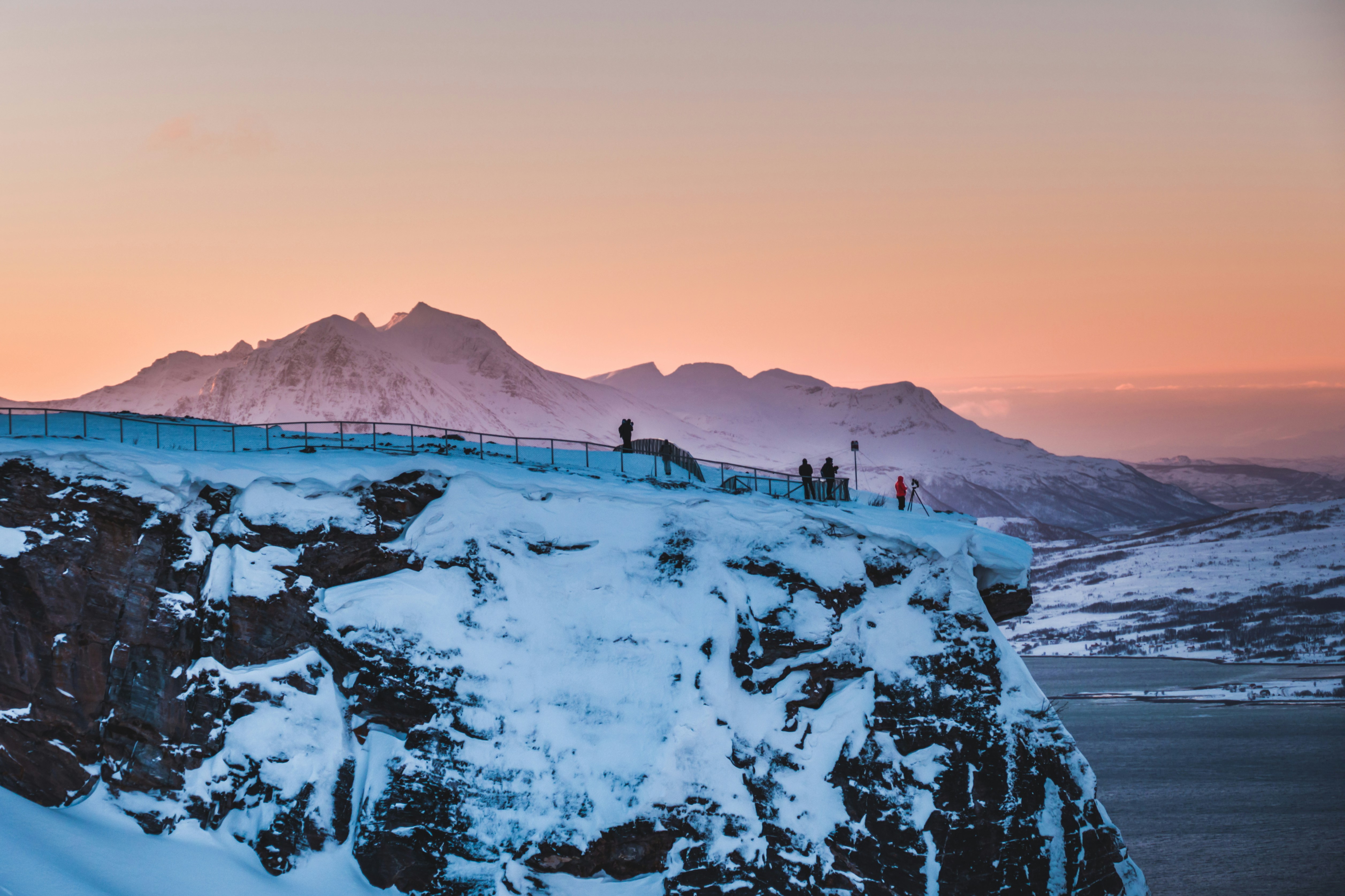 Snowy Mountain Overlook at Dusk