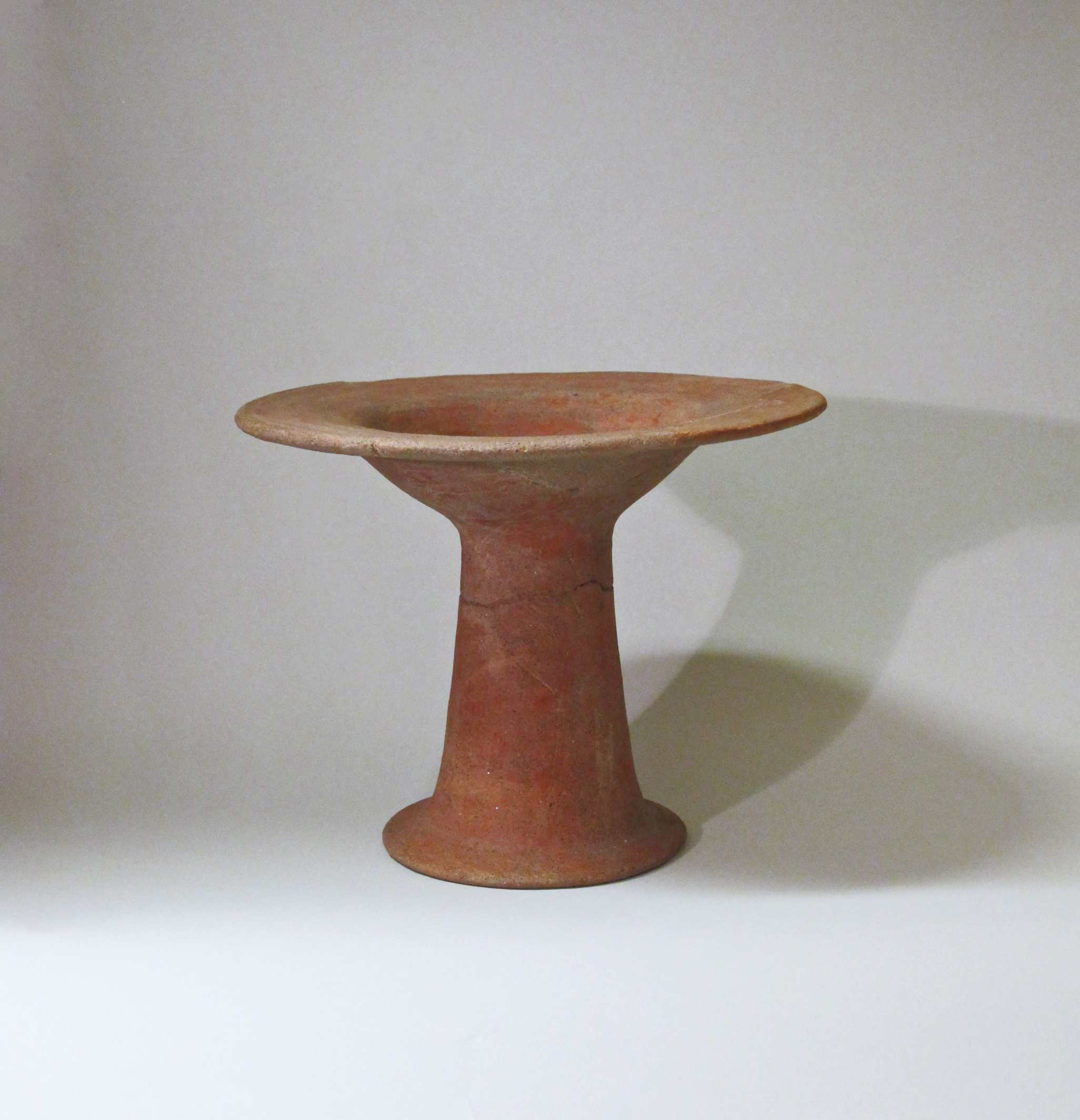 Ancient Red Pottery Stemmed Dish