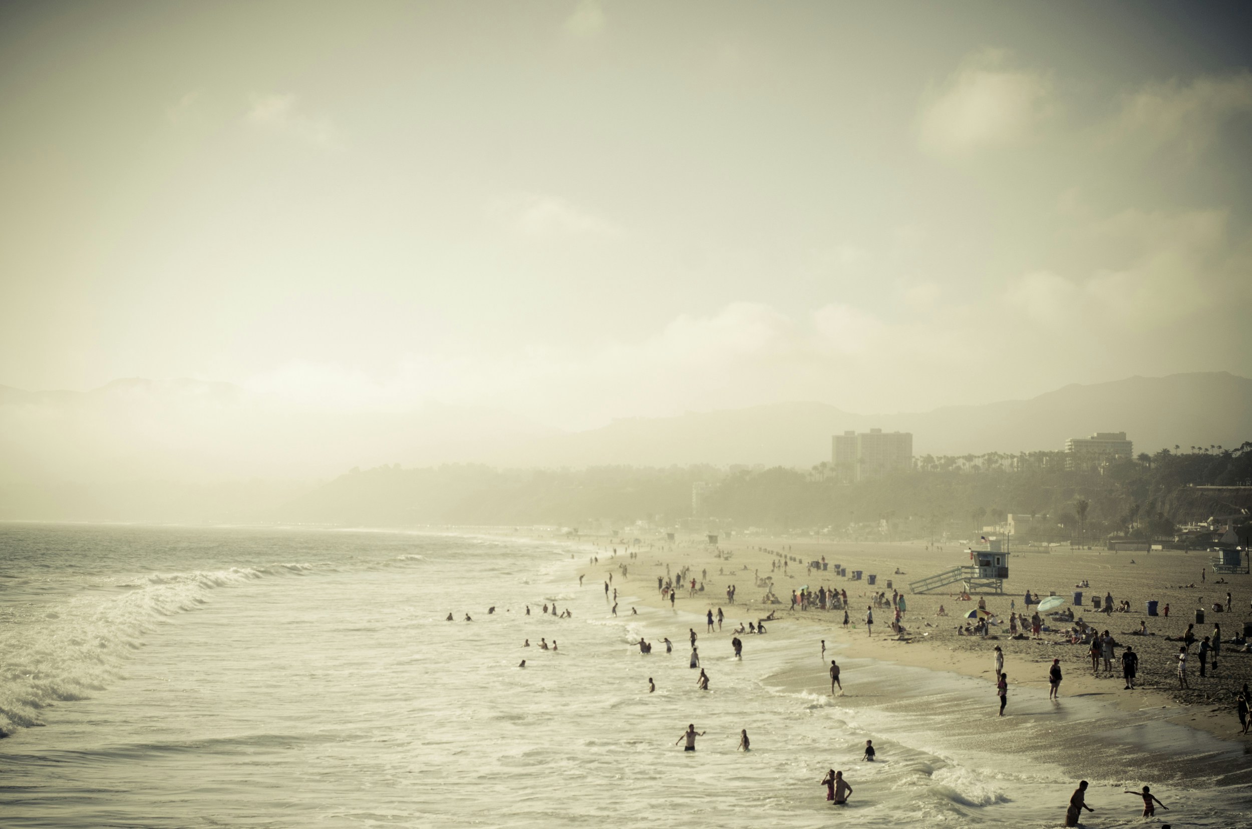 Hazy Day at Crowded Beach