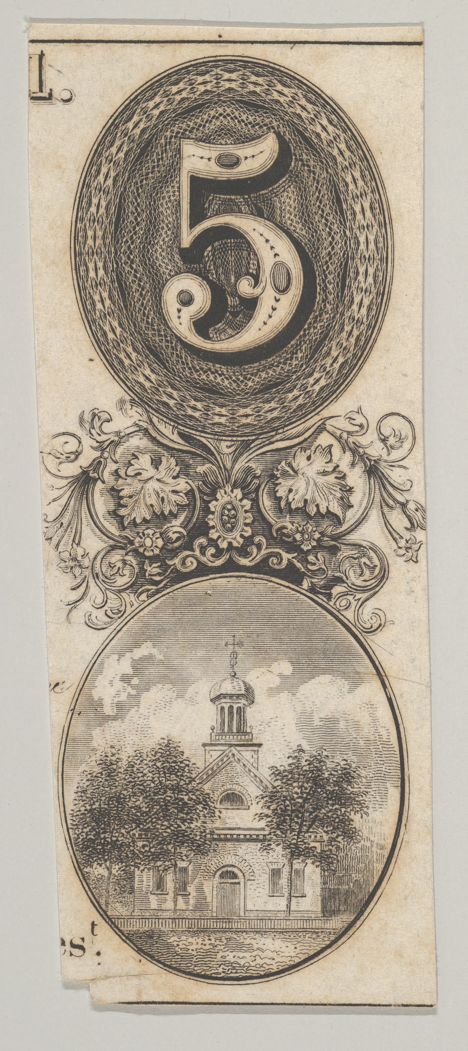 Antique Engraved Number 5 Illustration