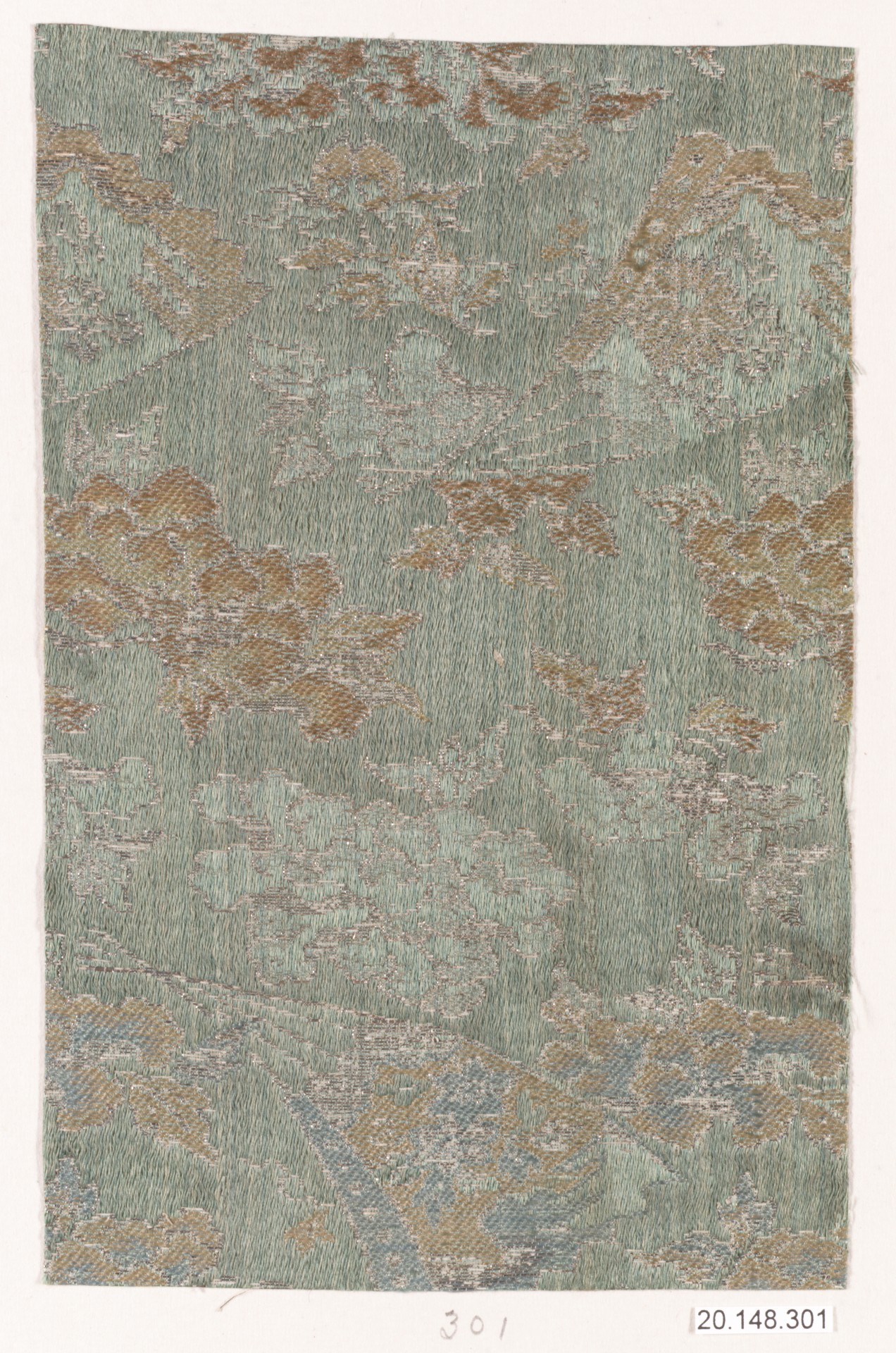 Green Floral Brocade Textile Sample