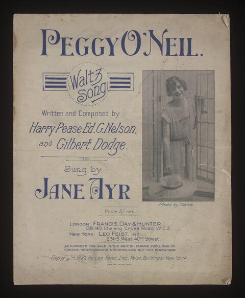 1921 Peggy O'Neil Sheet Music Cover