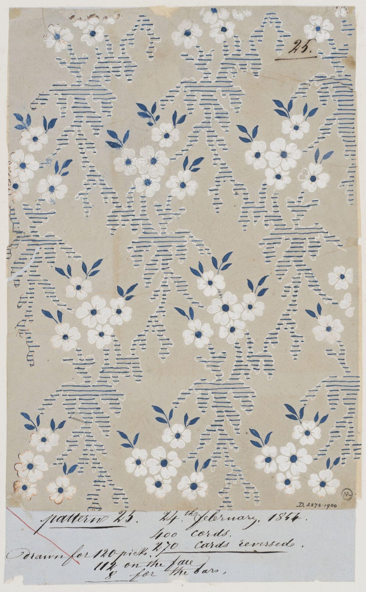 1854 Floral Textile Pattern Draft