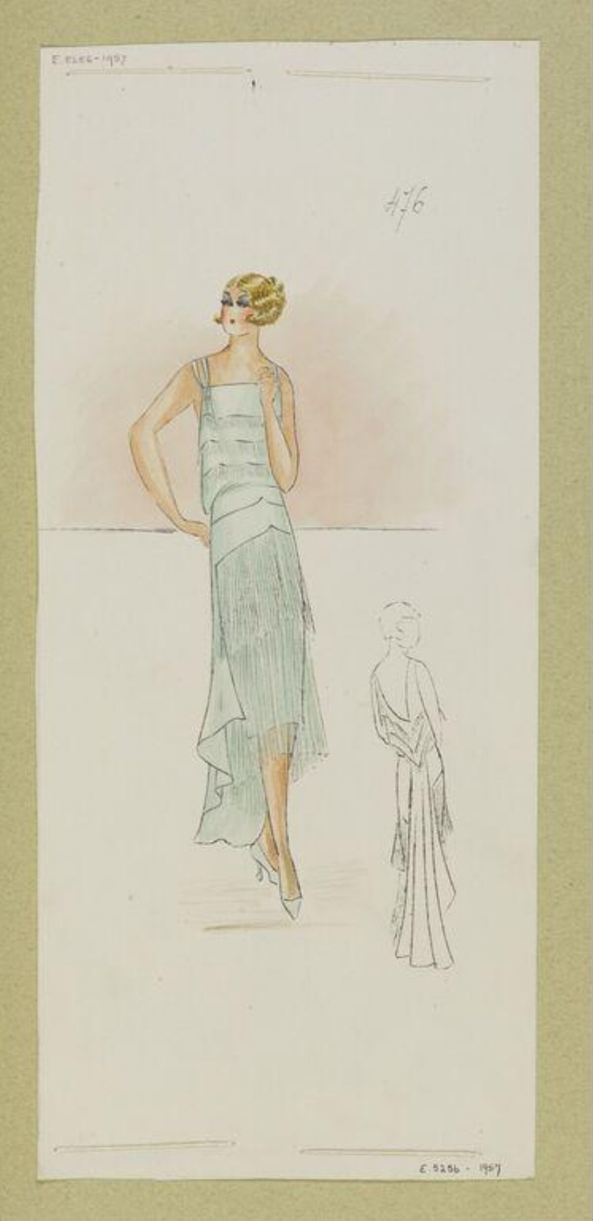 Vintage Evening Gown Fashion Sketch
