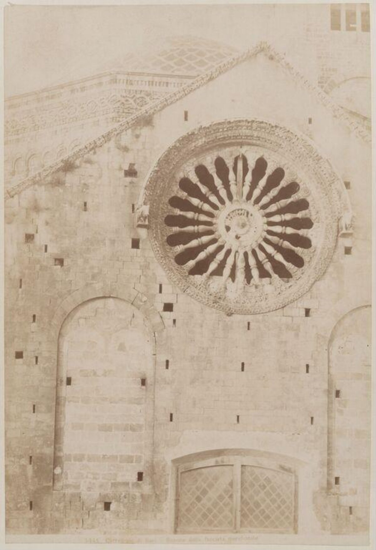 Stone Church Facade with Rose Window