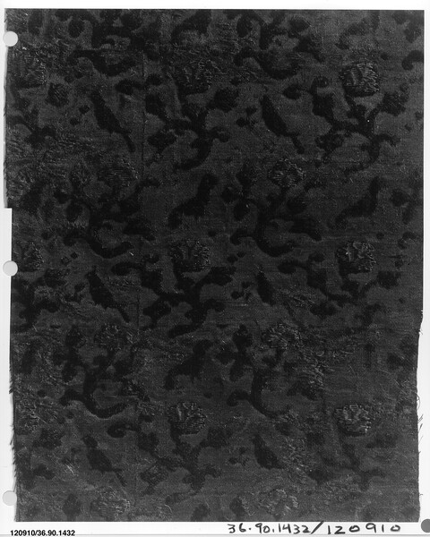 Antique Black Patterned Textile Fragment