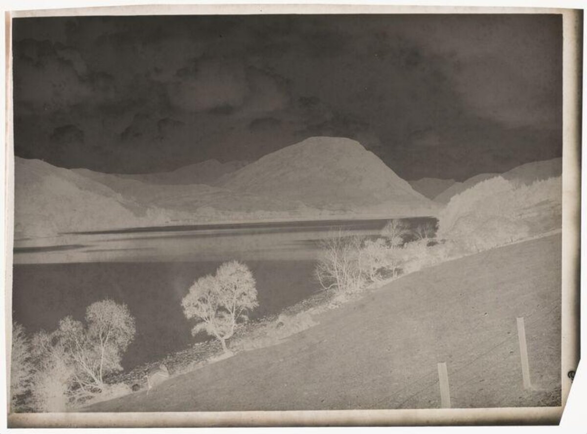 Monochrome Lakeside Mountain Landscape