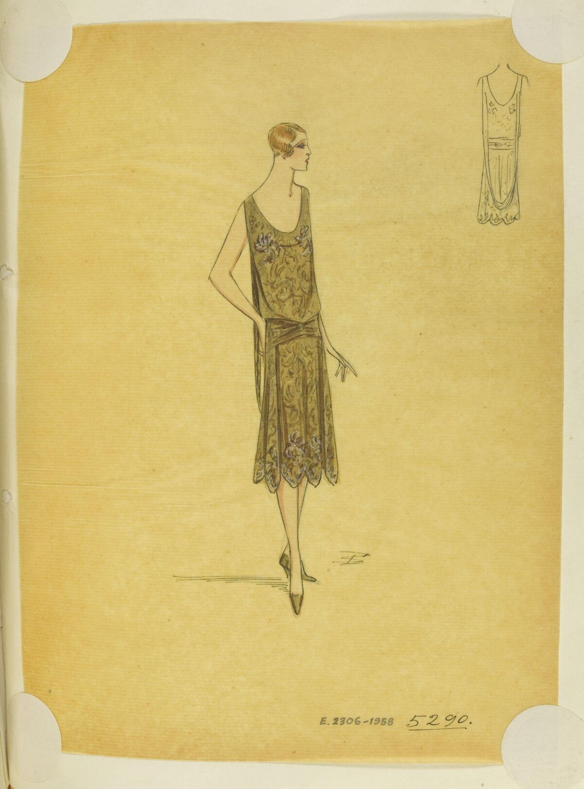 1920s Flapper Dress Fashion Sketch