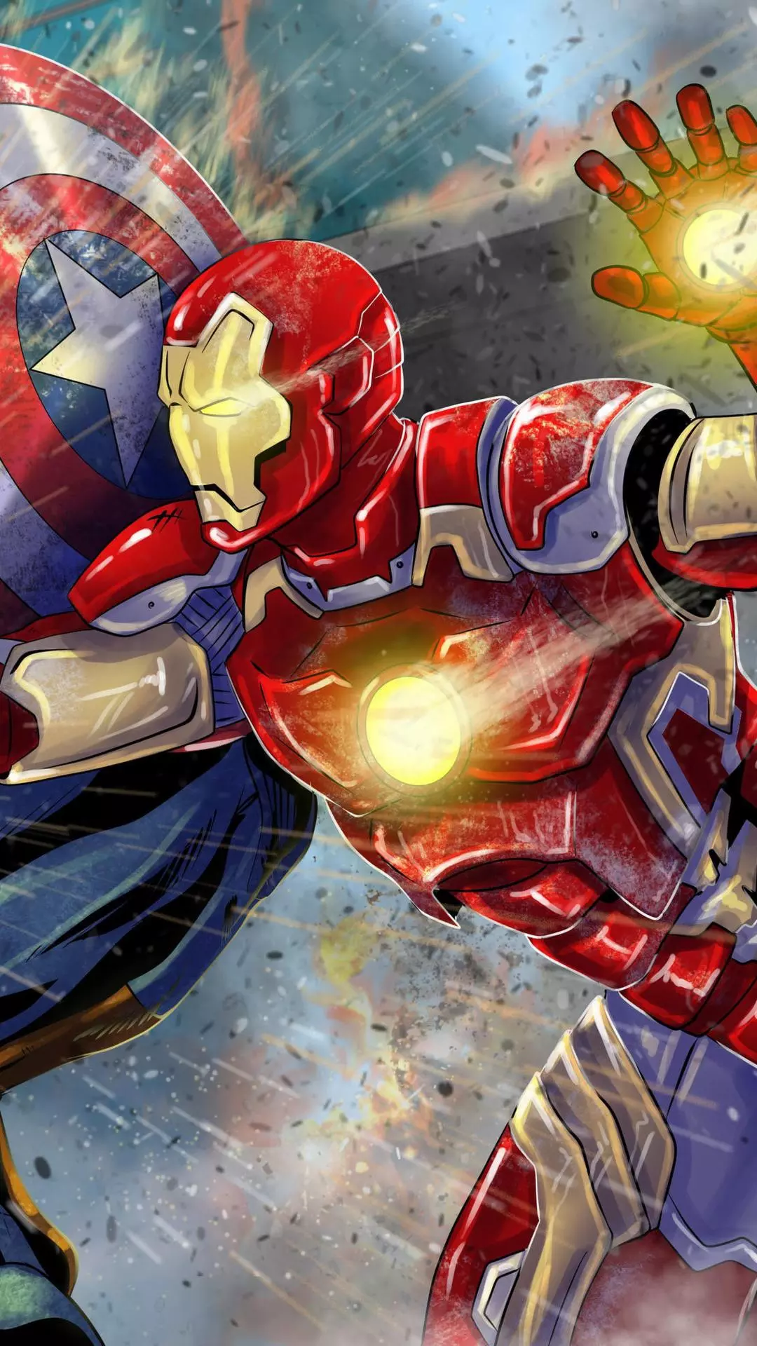 Iron Man and Captain America Comic Art