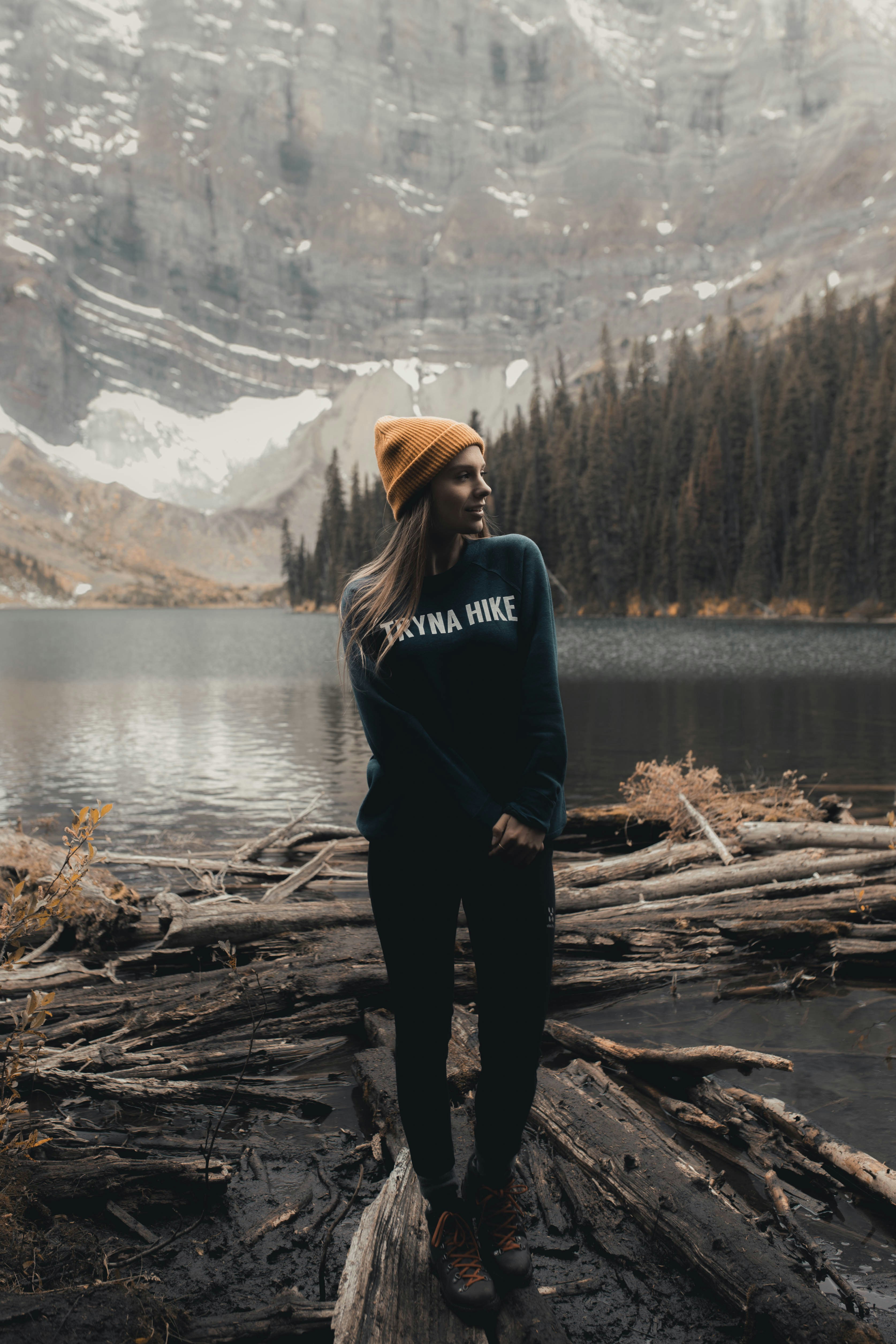 Hiker at Mountain Lake