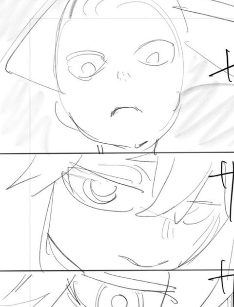 Three-Panel Anime Manga Sketch