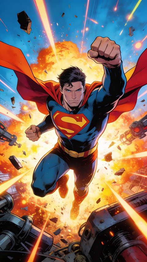 Superman Charging Into Battle