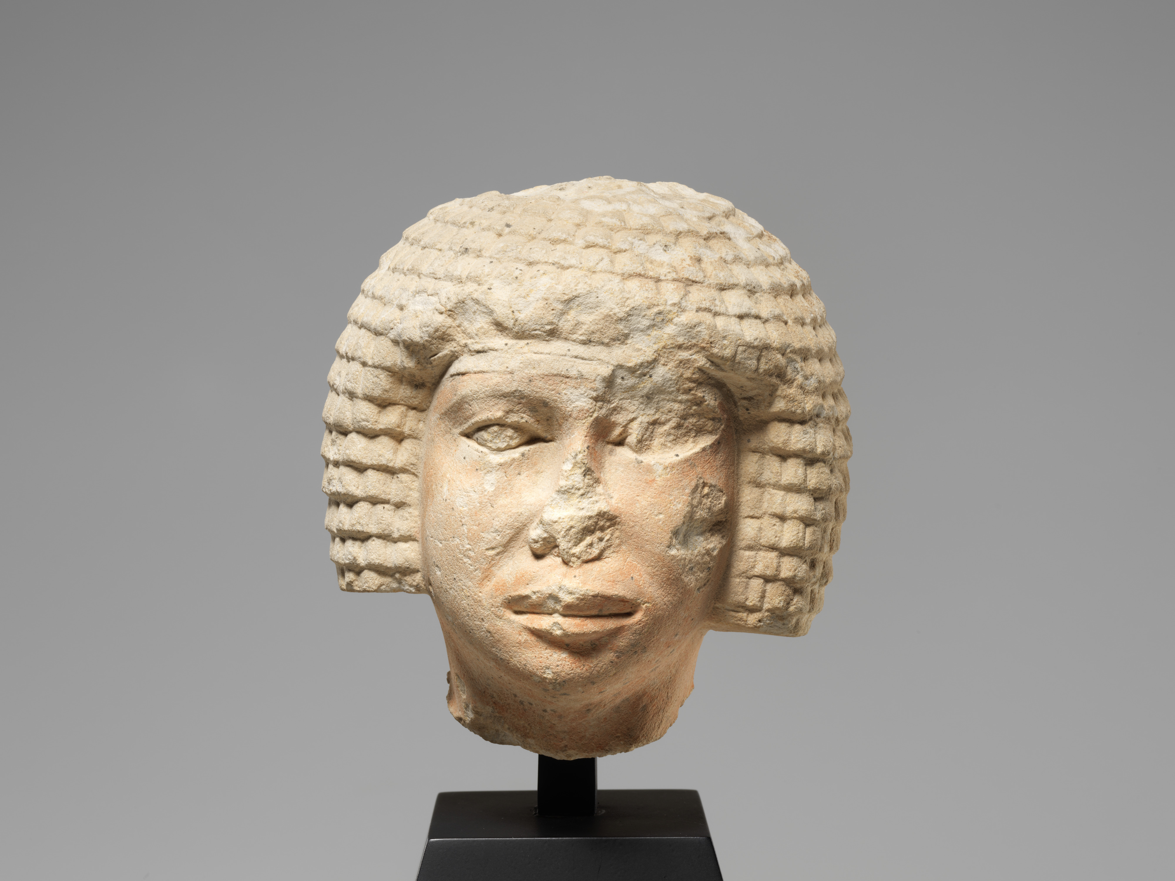 Ancient Limestone Head Sculpture