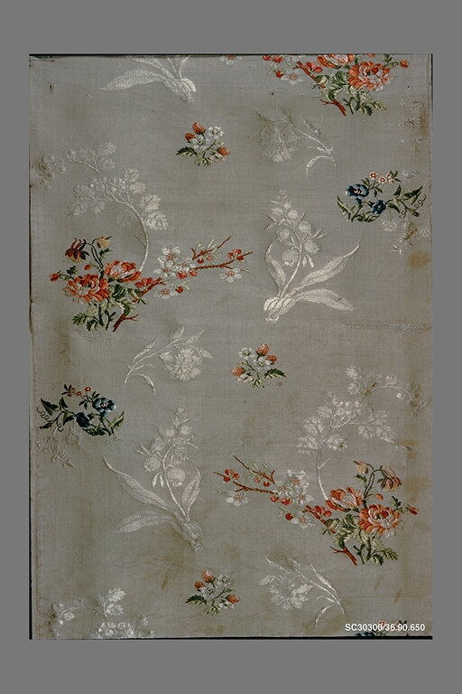 Antique Floral Printed Textile Fragment