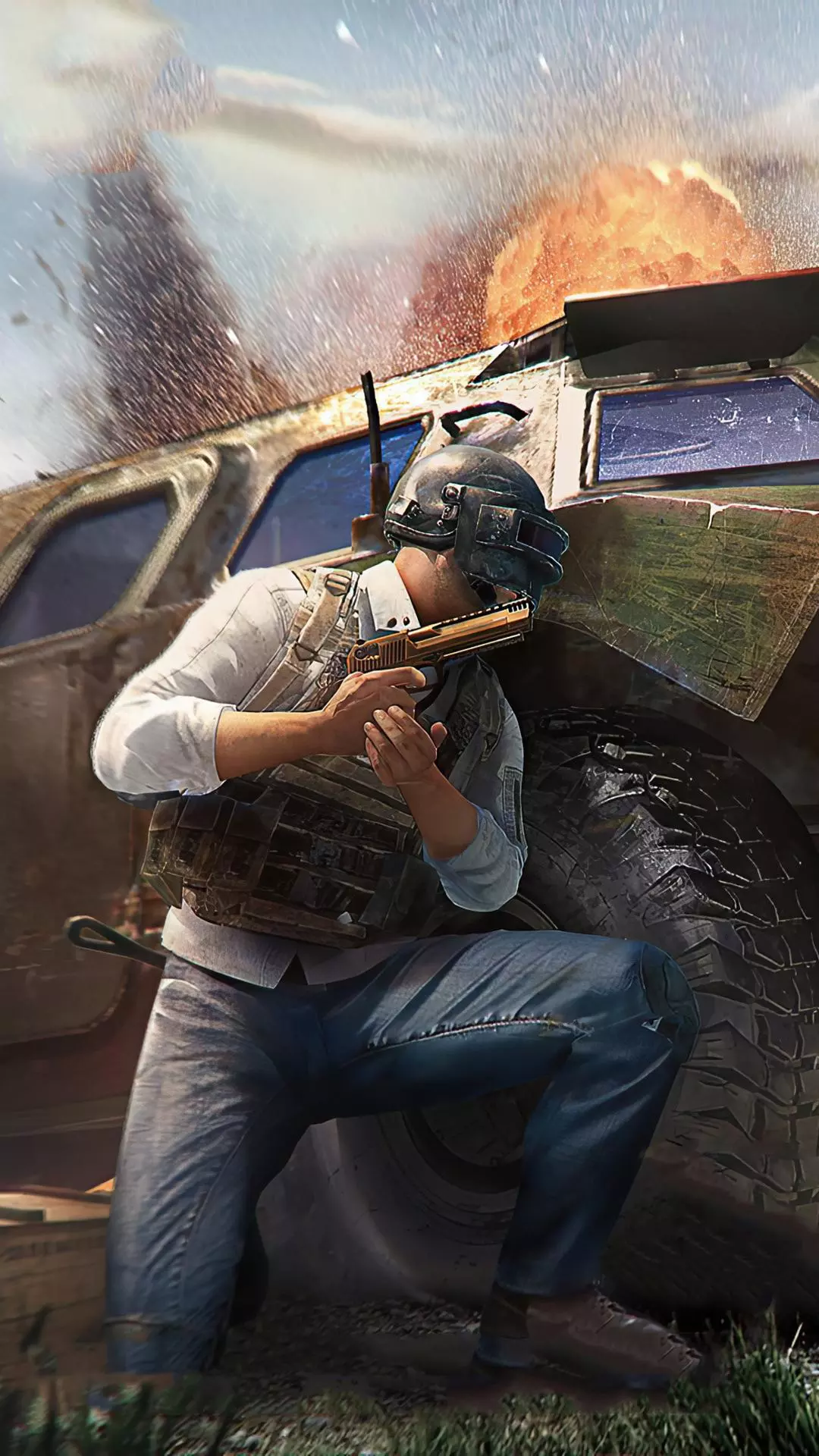 Soldier Reloading Gun Taking Cover From Explosion