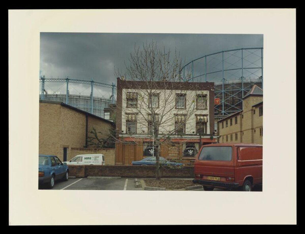 Urban Street Scene with Pub and Gas Holders