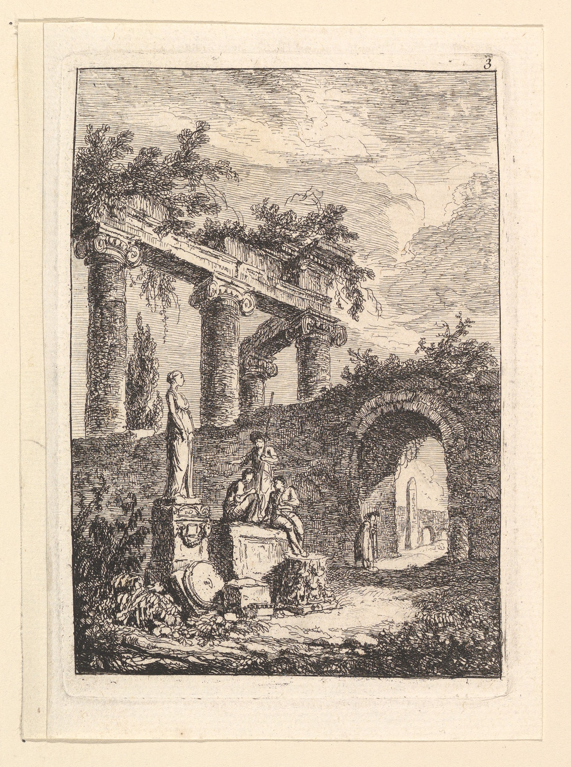 Etching of Ancient Roman Ruins