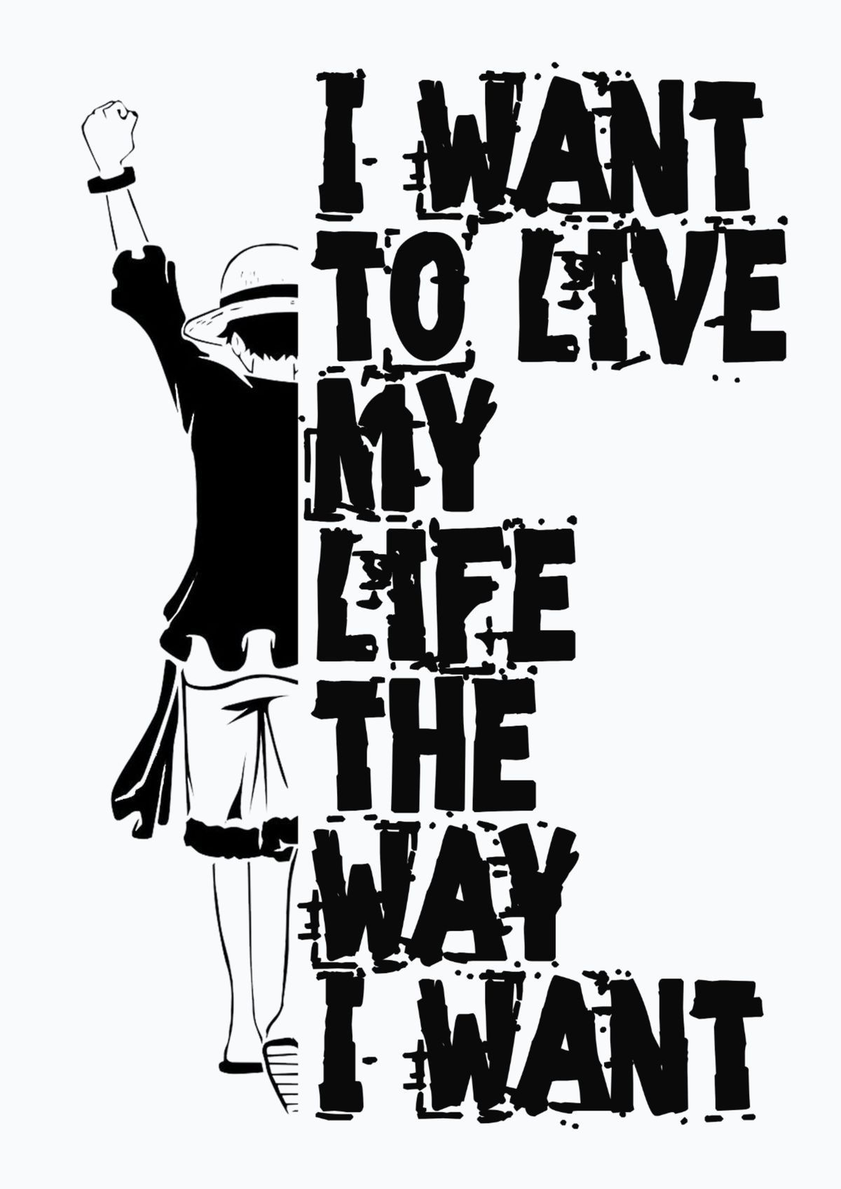 One Piece Luffy Inspirational Quote Art