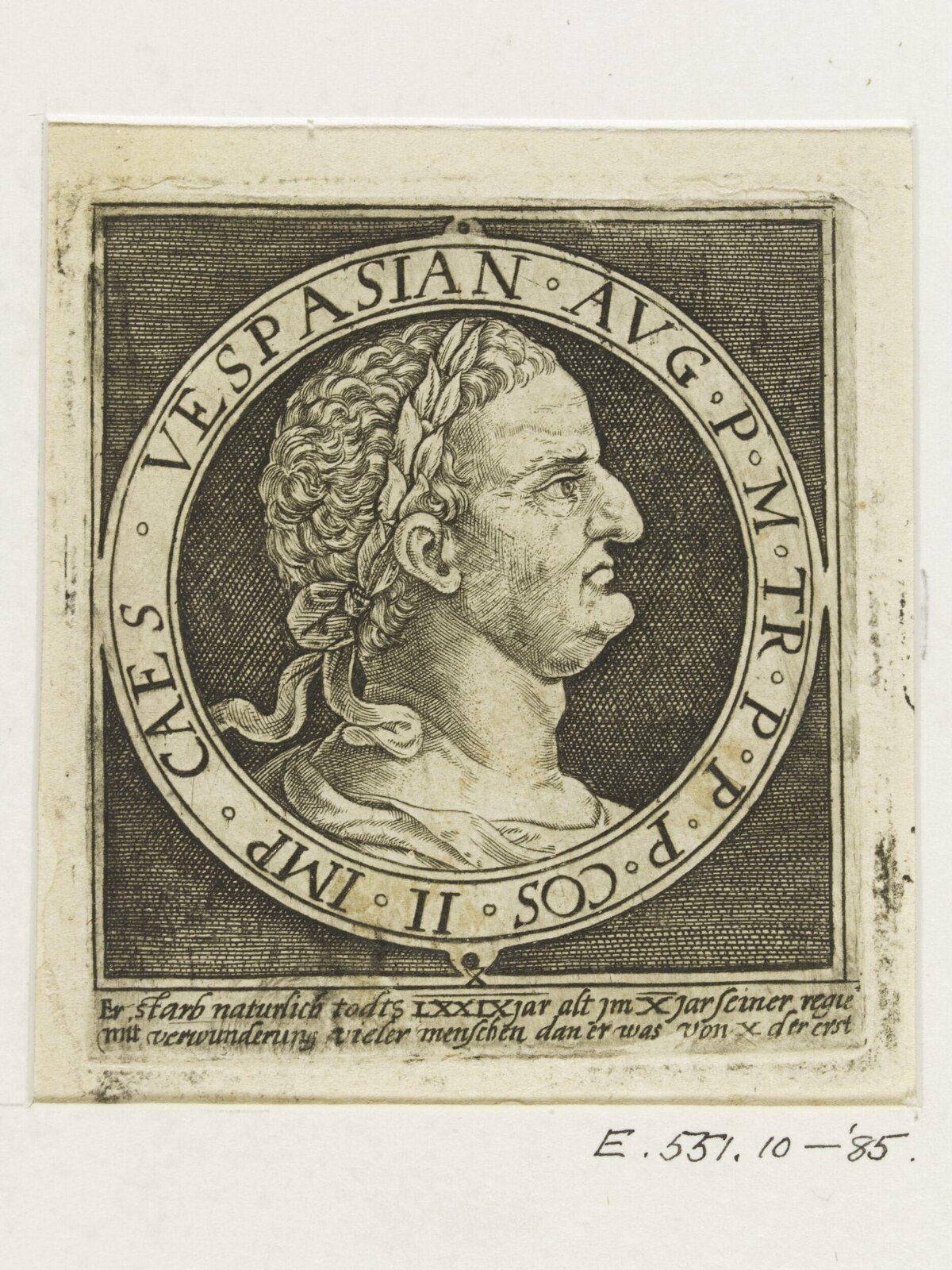 Etching of Emperor Vespasian