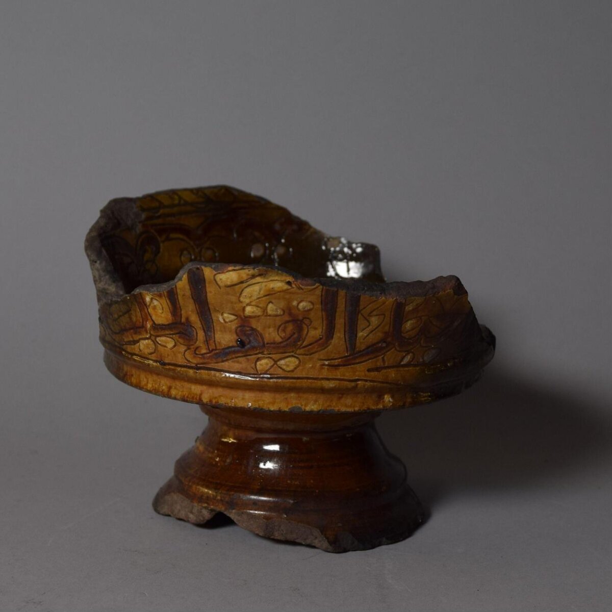 Broken Yellow Glazed High-footed Ceramic Bowl