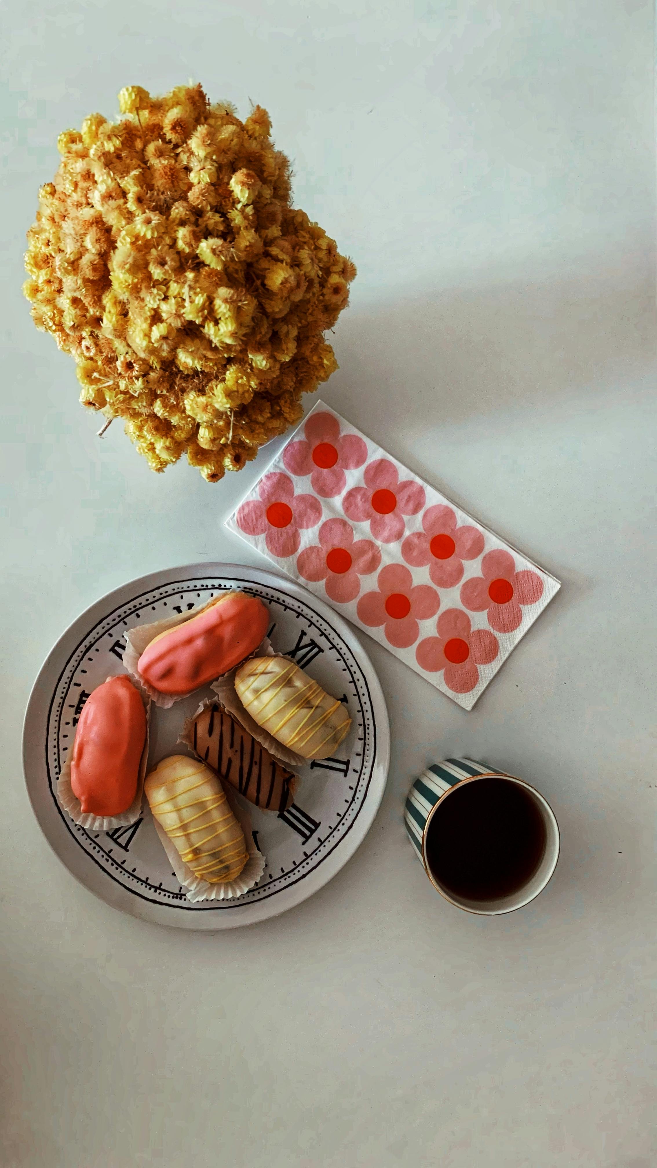 Eclairs and Coffee Afternoon Snack