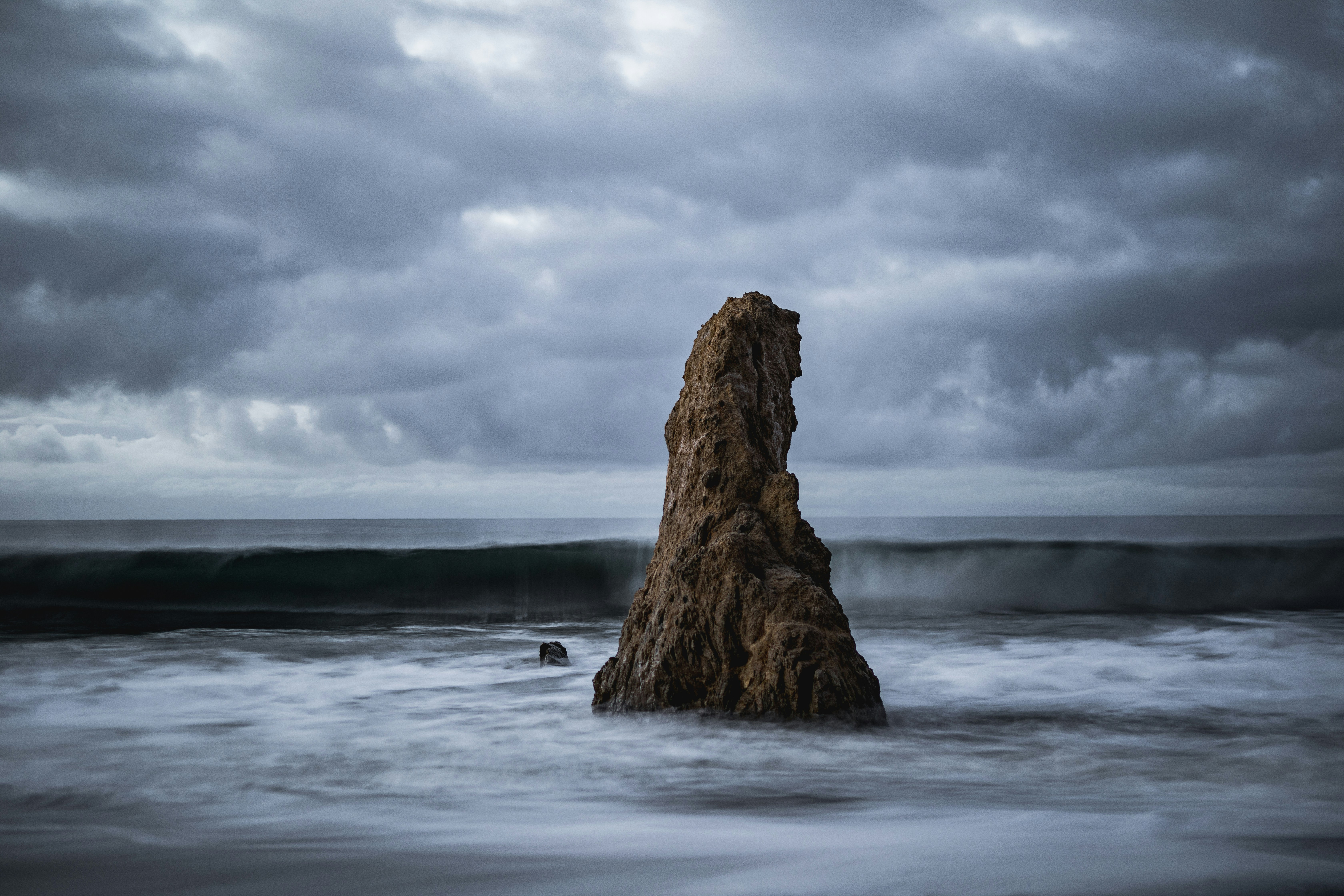 Sea Stack in Stormy Coastal Sea