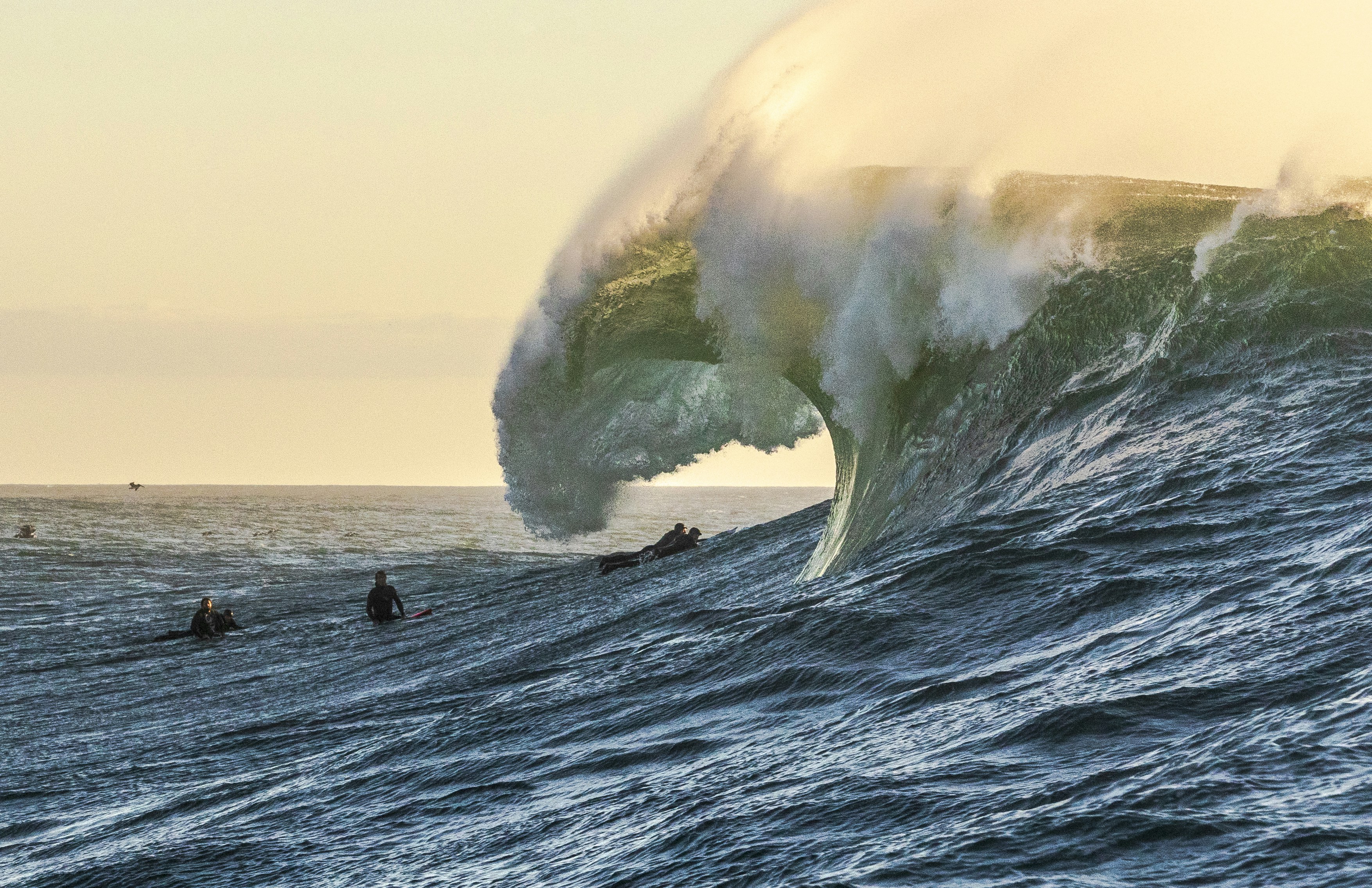 Surfers Wait for Giant Ocean Wave
